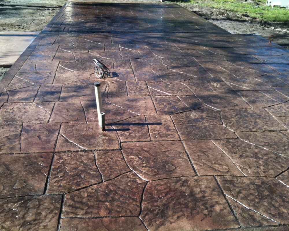 Patio résidentiel en béton estampé lisse - Louiseville Mauricie